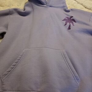 Lilac Hoodie with Embroidered Palm Design